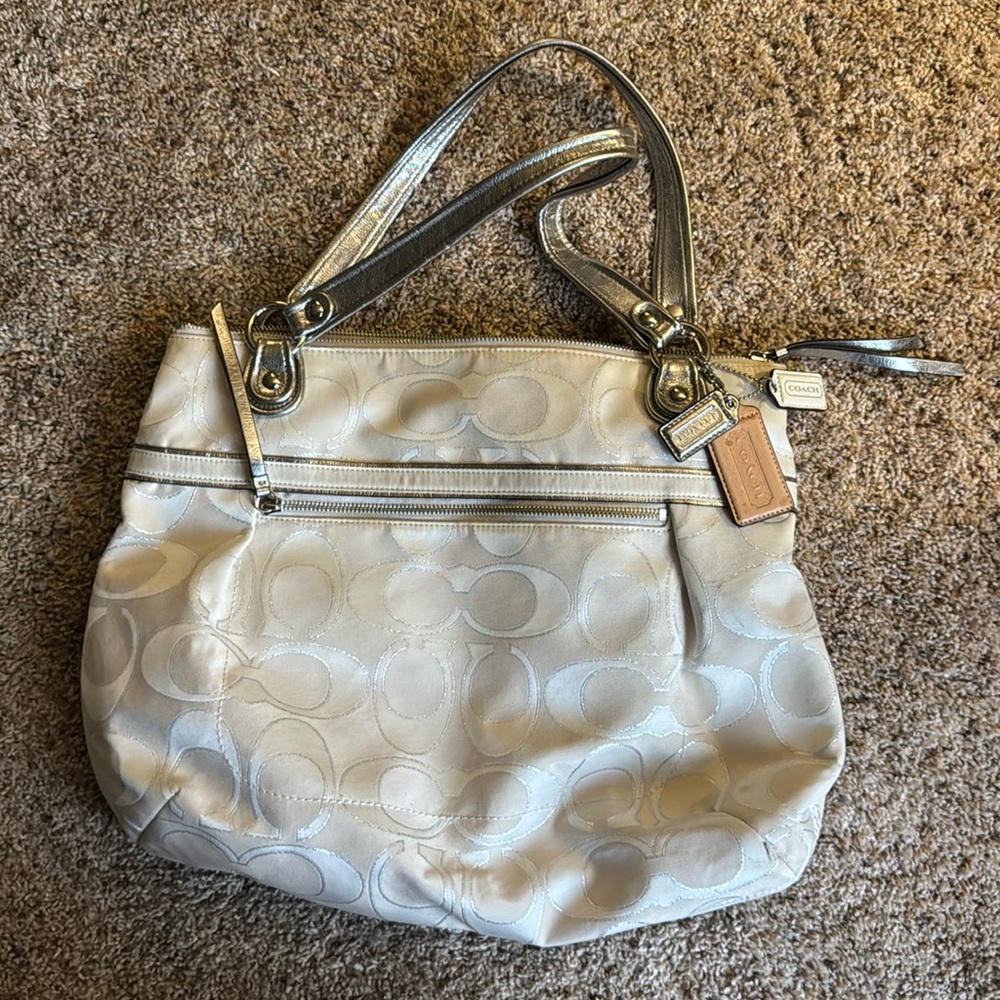 Coach Poppy Signature Sateen Glam Tote